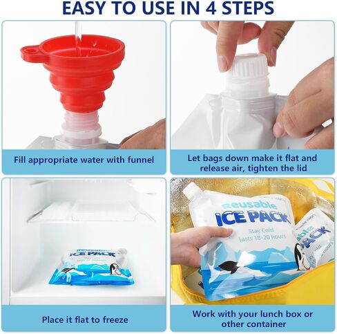 12 Pack 7 x 7 Inch Reusable Long Lasting Ice Packs for Cooler Ice Packs for Lunch Box, Lunch Bags for Beach, Fishing, Camping(7.87mil) in Saudi Arabia