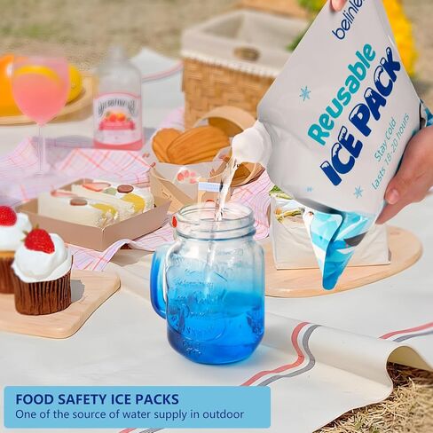 12 Pack 7 x 7 Inch Reusable Long Lasting Ice Packs for Cooler Ice Packs for Lunch Box, Lunch Bags for Beach, Fishing, Camping(7.87mil) in Saudi Arabia