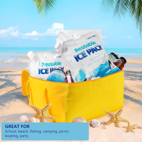 12 Pack 7 x 7 Inch Reusable Long Lasting Ice Packs for Cooler Ice Packs for Lunch Box, Lunch Bags for Beach, Fishing, Camping(7.87mil) in Saudi Arabia