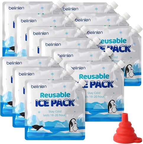 12 Pack 7 x 7 Inch Reusable Long Lasting Ice Packs for Cooler Ice Packs for Lunch Box, Lunch Bags for Beach, Fishing, Camping(7.87mil) in Saudi Arabia