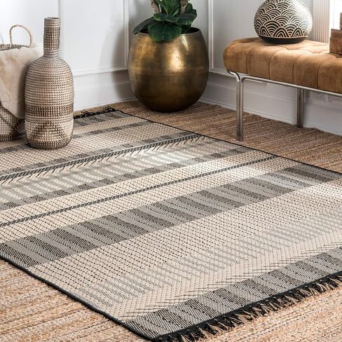 سجادة منطقة ميجان المغربية الحديثة للاستخدام الداخلي/الخارجي من nuLOOM، مقاس 5x8، رمادي in Saudi Arabia