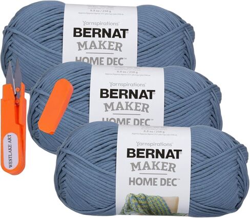 Maker Home Dec Yarn, 8.8 Oz, Aqua - Thick Yarn for Crocheting Chunky Blanket Bundle with Embroidery Scissors - Versatile, Soft &, Gauge 5 Bulk Chunky Yarn ~ [Pack of 2] in Saudi Arabia