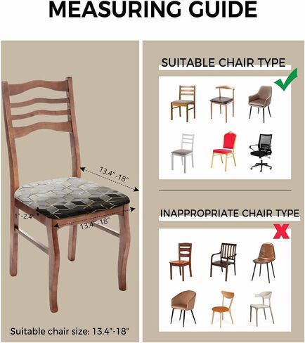Savannan Dining Room Chair Seat Covers Set of 4, Cubic Graphics Ombre Abstract Art Black Gold Grey Removable Stretch Chair Seat Cushion Slipcovers Protector for Holiday Party Festival Decoration in Saudi Arabia