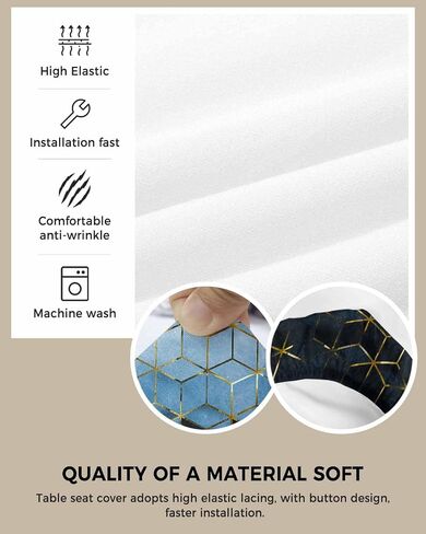 Savannan Dining Room Chair Seat Covers Set of 4, Cubic Graphics Ombre Abstract Art Black Gold Grey Removable Stretch Chair Seat Cushion Slipcovers Protector for Holiday Party Festival Decoration in Saudi Arabia