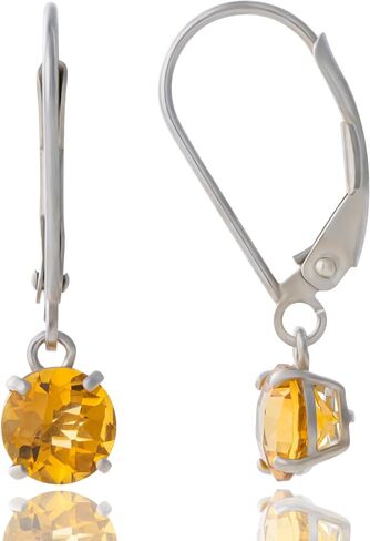 MAX + STONE 10k White Gold 6mm Round October Birthstone Created Opal Dangle Earrings for Women with Leverbacks in Saudi Arabia