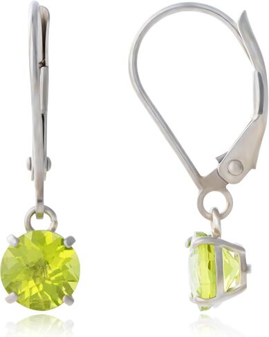 MAX + STONE 10k White Gold 6mm Round October Birthstone Created Opal Dangle Earrings for Women with Leverbacks in Saudi Arabia
