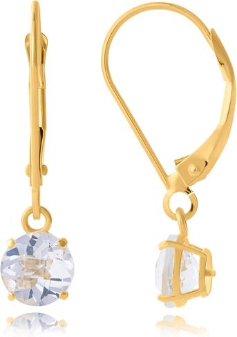 MAX + STONE 10k White Gold 6mm Round October Birthstone Created Opal Dangle Earrings for Women with Leverbacks in Saudi Arabia