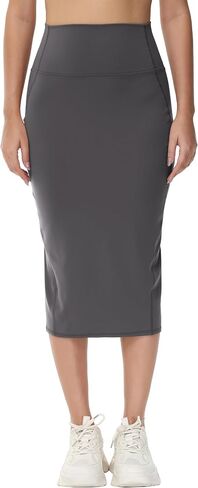BEGOING Women's Knee Length Skirt 2024 Summer Tummy Control Golf Skirts Athletic Midi Pencil Skirts with Pockets in Saudi Arabia