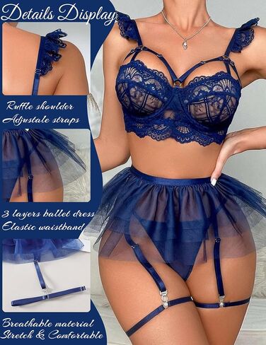 Sexy Strappy Bralette Floral Sheer Lingerie Set See Through Bra and Panty Embroidered Wireless Black XL in Saudi Arabia