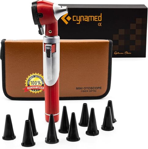 Cynamed Mini Otoscope - Portable Ear Light and Exam Kit for Home and Professional Use - 4X Magnifying Fiber Optic Scope with Spare Tips, Bulb, and Carrying Case (Purple) in Saudi Arabia