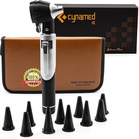 Cynamed Mini Otoscope - Portable Ear Light and Exam Kit for Home and Professional Use - 4X Magnifying Fiber Optic Scope with Spare Tips, Bulb, and Carrying Case (Purple) in Saudi Arabia