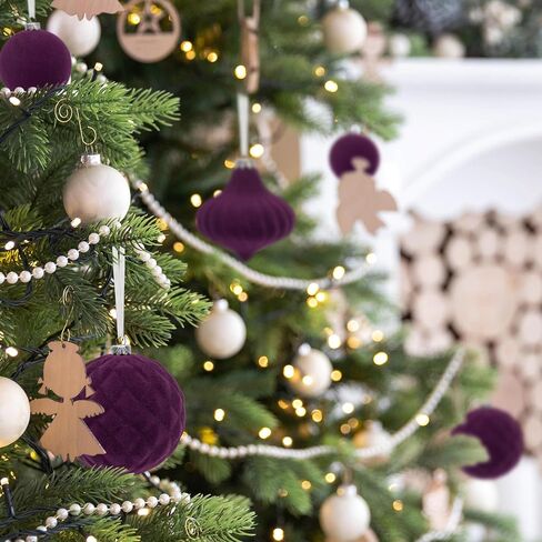 KI Store Velvet Christmas Balls Burgundy 25pcs Flocked Christmas Tree Ornaments Assortment for Xmas Tree Holiday Decor in Saudi Arabia
