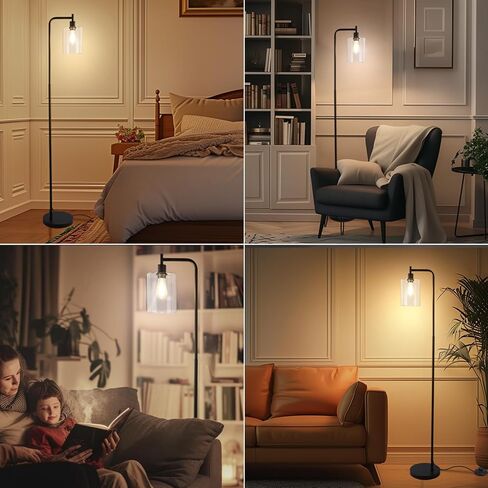 GAOMON Floor Lamps for Living Room with Glass lampshade, Modern Standing Lamp with Remote Control, Classic Reading Tall Pole Light for Bedroom Office Study Room, Gold in Saudi Arabia