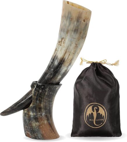 كوب OLDEMPEROR Viking Horn - أصلي 100% 16oz - كوب نورس قرن الثور مصنوع يدويًا فريد من نوعه للمشروبات الساخنة والباردة - هدية فايكنغ للرجال والنساء - كوب بيرة وميد للرجال على طراز العصور الوسطى من درجة الغذاء... in Saudi Arabia