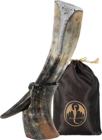 كوب OLDEMPEROR Viking Horn - أصلي 100% 16oz - كوب نورس قرن الثور مصنوع يدويًا فريد من نوعه للمشروبات الساخنة والباردة - هدية فايكنغ للرجال والنساء - كوب بيرة وميد للرجال على طراز العصور الوسطى من درجة الغذاء... in Saudi Arabia