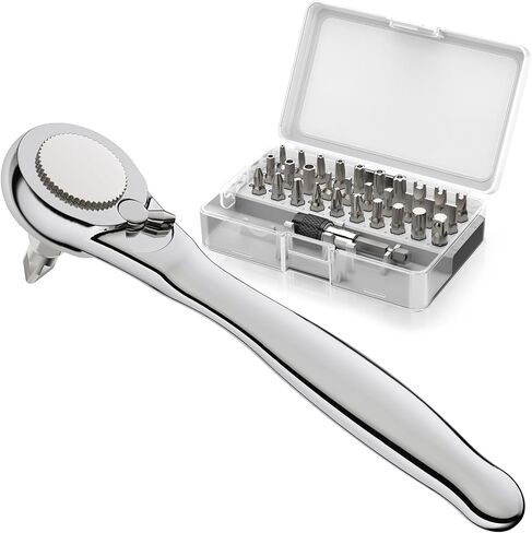 17in1 Right Angle Screwdriver - Ratcheting Pocket Screwdriver [Bearing Steel] 36-Tooth Mini Ratchet Wrench 90 Degree Offset Ratcheting Screwdriver for Tight Space Sewing Machine Tool Gifts for Men in Saudi Arabia