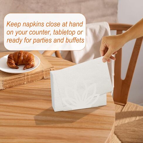 حامل مناديل معدني من بيوتي فلاير للطاولة، حامل مناديل مستقيم من الفولاذ المقاوم للصدأ للمطبخ والمنضدة، حامل مناديل حديث قائم بذاته للمنزل وحفلات النزهة، قاعدة مبطنة (أبيض) in Kuwait