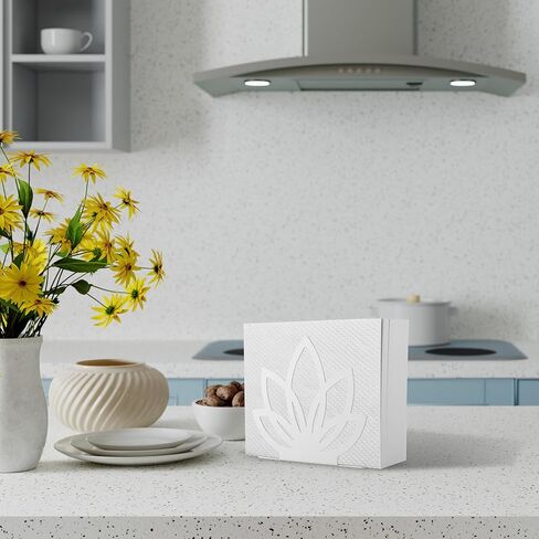 حامل مناديل معدني من بيوتي فلاير للطاولة، حامل مناديل مستقيم من الفولاذ المقاوم للصدأ للمطبخ والمنضدة، حامل مناديل حديث قائم بذاته للمنزل وحفلات النزهة، قاعدة مبطنة (أبيض) in Kuwait