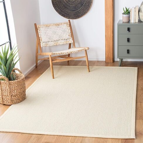 SAFAVIEH Palm Beach Collection Runner Rug - 2' x 8', Ivory, Hand-Knotted Sisal & Wool, Ideal for High Traffic Areas in Living Room, Bedroom (PAB617A) in Saudi Arabia
