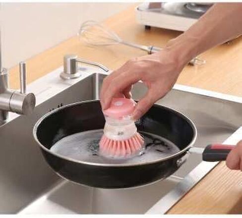 New *Dish Brush with SOAP Dispenser* Kitchen Scrub Brush for Dishes Pots Pans Sink Cleaning (Green) in Saudi Arabia