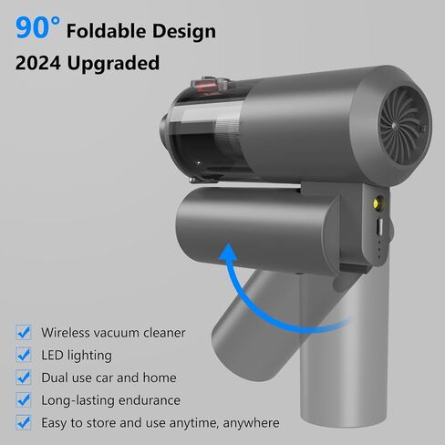 AirifyPro Vac V2 Portable Air Blower/Car Vacuum 90°Foldable 3in1 Handheld Vacuums Cleaner Brushless Motor High Power 14500PA Compressed Air Dusters Cordless Vacuum Cleaners for Car Home in Saudi Arabia
