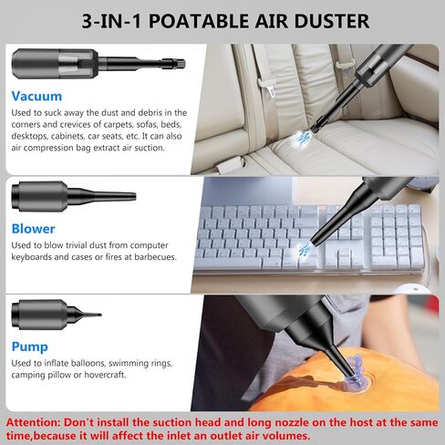 AirifyPro Vac V2 Portable Air Blower/Car Vacuum 90°Foldable 3in1 Handheld Vacuums Cleaner Brushless Motor High Power 14500PA Compressed Air Dusters Cordless Vacuum Cleaners for Car Home in Saudi Arabia