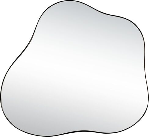 SHYFOY Irregular Wall Mirror, 31.5 "X29.5 Large Asymmetrical Decorative Mirror for Wall Decor, Living Room Mirror Abstract Wave Black Mirror Decor in Kuwait