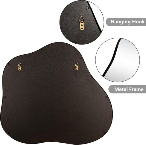 SHYFOY Irregular Wall Mirror, 31.5 "X29.5 Large Asymmetrical Decorative Mirror for Wall Decor, Living Room Mirror Abstract Wave Black Mirror Decor in Kuwait