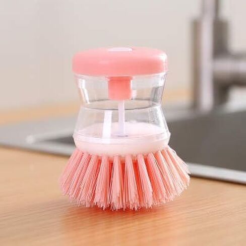 New *Dish Brush with SOAP Dispenser* Kitchen Scrub Brush for Dishes Pots Pans Sink Cleaning (Green) in Saudi Arabia