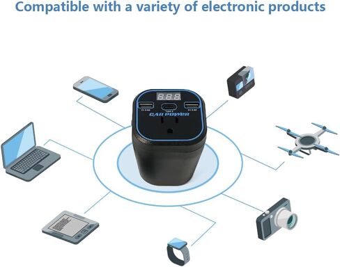 200W Car Power Inverter, Car Charger Adapter 12v to 110v Converter, Car Inverter with 3.0A Dual USB and Type-C, Car Outlet Adapter for Laptop, Black in Kuwait