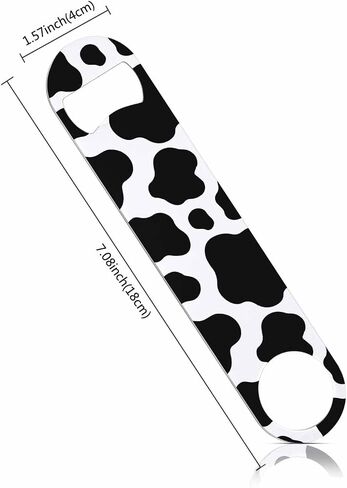 Cow Texture Stainless Steel Bottle Opener Jungle Animal Black and White Print Spot Skin Fur Pattern Flat Beer Bottle Opener Keychain for Home Kitchen Bar Restaurant Party Birthday Gift in Kuwait