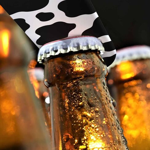 Cow Texture Stainless Steel Bottle Opener Jungle Animal Black and White Print Spot Skin Fur Pattern Flat Beer Bottle Opener Keychain for Home Kitchen Bar Restaurant Party Birthday Gift in Kuwait