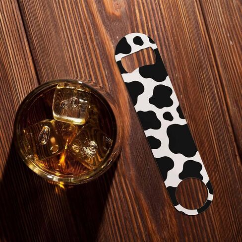 Cow Texture Stainless Steel Bottle Opener Jungle Animal Black and White Print Spot Skin Fur Pattern Flat Beer Bottle Opener Keychain for Home Kitchen Bar Restaurant Party Birthday Gift in Kuwait