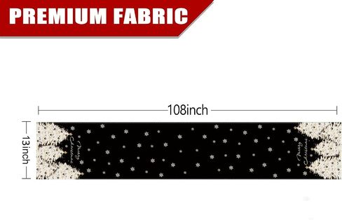 Christmas Table Runner Xmas Golden Tree Star Snowflake Black Merry Christmas 13 x 72 Inch Long Runners Winter Holiday Home Kitchen Table Decor in Saudi Arabia