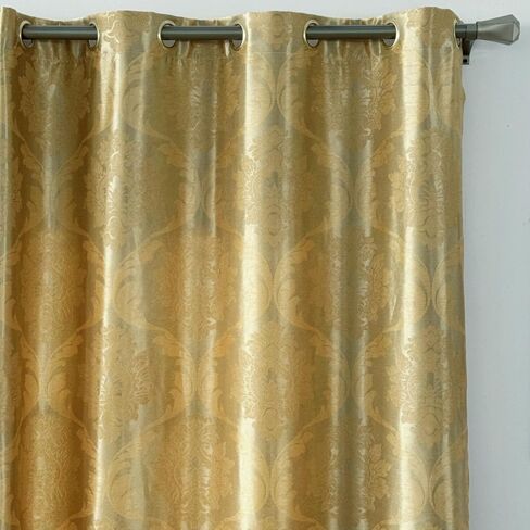 Amidoudou زوج واحد من ستائر الزهور الأوروبية لغرفة النوم ستائر ذهبية فاخرة لغرفة المعيشة (قطعتان مقاس 54 × 96 بوصة، ذهبي) in Kuwait