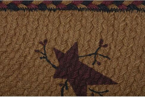 VHC Brands Heritage Farms Primitive Star and Pip Jute Yellow Rug Half Circle w/ Pad 16.5"x33" in Kuwait