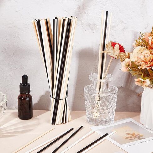 CRASPIRE 60Pcs Fiber Diffuser Sticks 20cm Long Reed Creamy White Replacement Fragrance Refill Rattan Sticks 3mm Thick Aromatherapy Essential Oil Aroma Spa Diffuser Volatilizing Sticks in Saudi Arabia