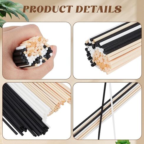 CRASPIRE 60Pcs Fiber Diffuser Sticks 20cm Long Reed Creamy White Replacement Fragrance Refill Rattan Sticks 3mm Thick Aromatherapy Essential Oil Aroma Spa Diffuser Volatilizing Sticks in Saudi Arabia