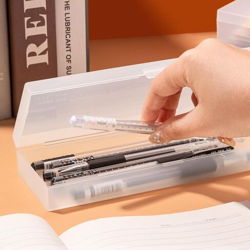 9PCS Clear Plastic Pencil Box, Bulk Pencil Case Large Capacity Hard Plastic Crayon Box with Snap-tight Lid, Stackable Storage Organizer Box for Hobby Arts Crafts Stationery Office Supplies in Saudi Arabia