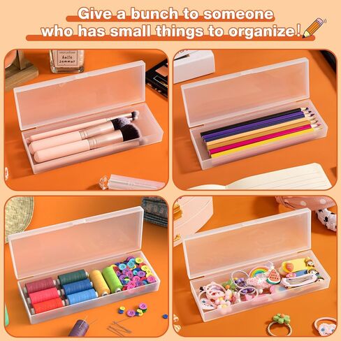 9PCS Clear Plastic Pencil Box, Bulk Pencil Case Large Capacity Hard Plastic Crayon Box with Snap-tight Lid, Stackable Storage Organizer Box for Hobby Arts Crafts Stationery Office Supplies in Saudi Arabia