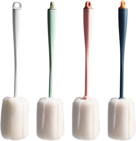 Alasum 4Pcs Cup Cleaning Brush teapot spout Brush Eyeglass Cleaner Water Mug Brush Water Bottle scrubbing Brush Handle Bottle Brush Milk Cup Glasses Sponge Cleaning Ball Baby in Kuwait