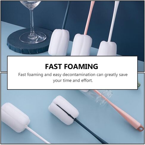 Alasum 4Pcs Cup Cleaning Brush teapot spout Brush Eyeglass Cleaner Water Mug Brush Water Bottle scrubbing Brush Handle Bottle Brush Milk Cup Glasses Sponge Cleaning Ball Baby in Kuwait