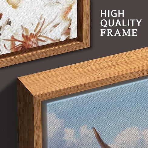 BINCUE Framed Highland Cow Canvas Wall Art Large Farmhouse Floral Highland Cow Pictures Western Painting for Bedroom Living Room Decor 3 Pieces 16x24 Inches in Saudi Arabia