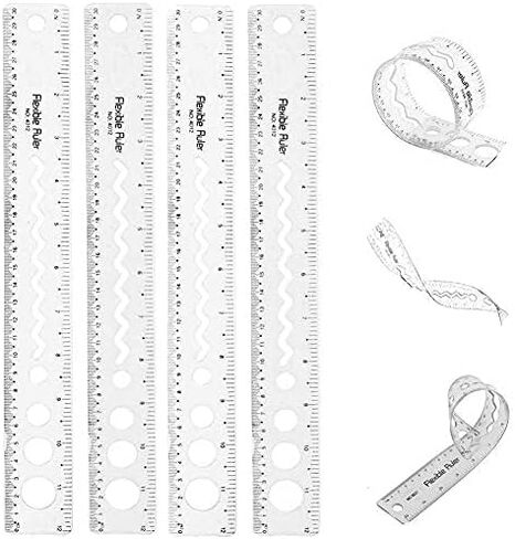 8PCS Flexible Ruler for Kids Adults, 30cm/12inch Bendable Rulers Folding Soft Plastic Rulers Shatterproof Straight Measuring Tools Gift for School Classroom Office (Rainbow) in Kuwait