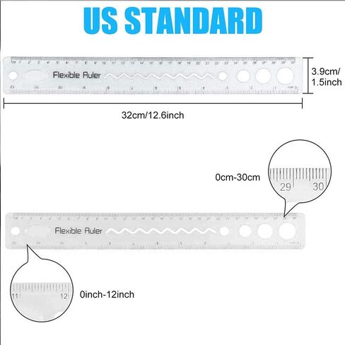 8PCS Flexible Ruler for Kids Adults, 30cm/12inch Bendable Rulers Folding Soft Plastic Rulers Shatterproof Straight Measuring Tools Gift for School Classroom Office (Rainbow) in Kuwait