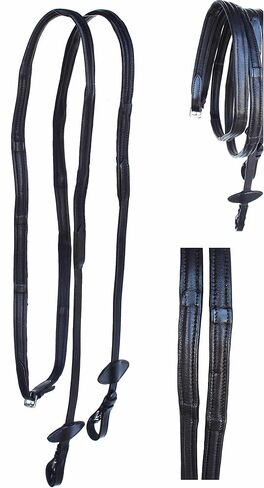 CHALLENGER Horse English 54" Padded Black Soft Leather Comfort Grip Reins 805LR24BK in Saudi Arabia