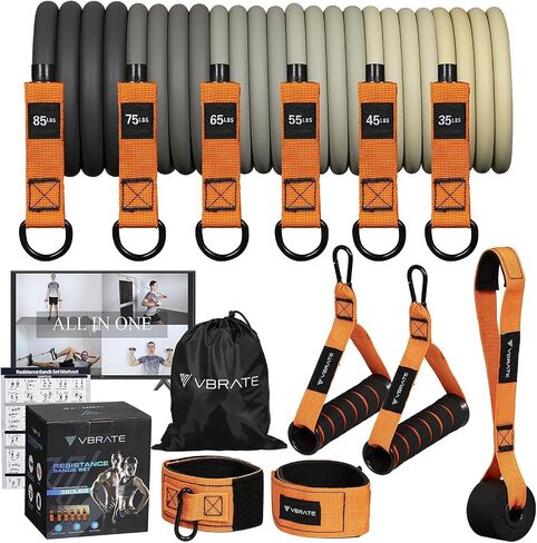 Resistance Bands Set 300lbs 360lbs - Fitness Bands with Handles, Door Anchor, Ankle Straps, Carrying Bag for Heavy Resistance Training - Workout Equipment Home Gym Exercise Bands Set for Working Out in Saudi Arabia