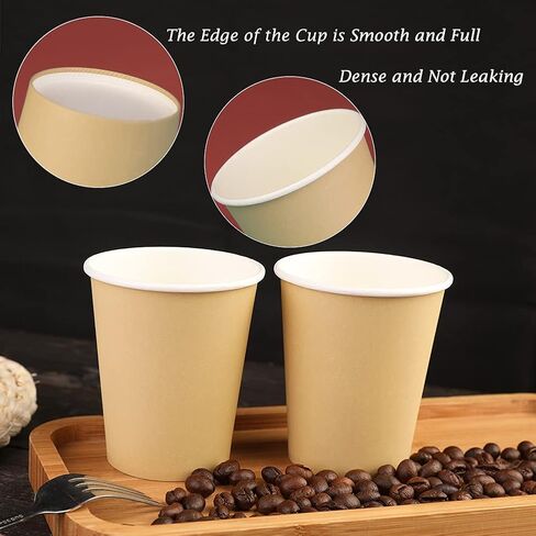 25 Packs Paper Cups Disposable, 8 oz Disposable Coffee Cups, Paper Hot Coffee Cups, Beverage Cups, Suitable for Offices, Home Kitchens, Coffee Shops（khaki） in Saudi Arabia
