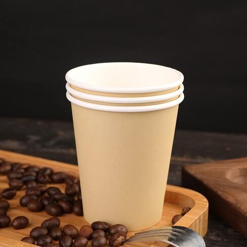25 Packs Paper Cups Disposable, 8 oz Disposable Coffee Cups, Paper Hot Coffee Cups, Beverage Cups, Suitable for Offices, Home Kitchens, Coffee Shops（khaki） in Saudi Arabia