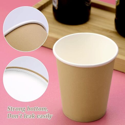 25 Packs Paper Cups Disposable, 8 oz Disposable Coffee Cups, Paper Hot Coffee Cups, Beverage Cups, Suitable for Offices, Home Kitchens, Coffee Shops（khaki） in Saudi Arabia